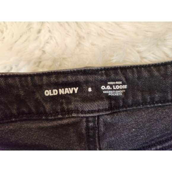 Old Navy Women's Black Stretch Solid High Rise Raw Hem Straight Leg Jeans Size 8 - Picture 3 of 7